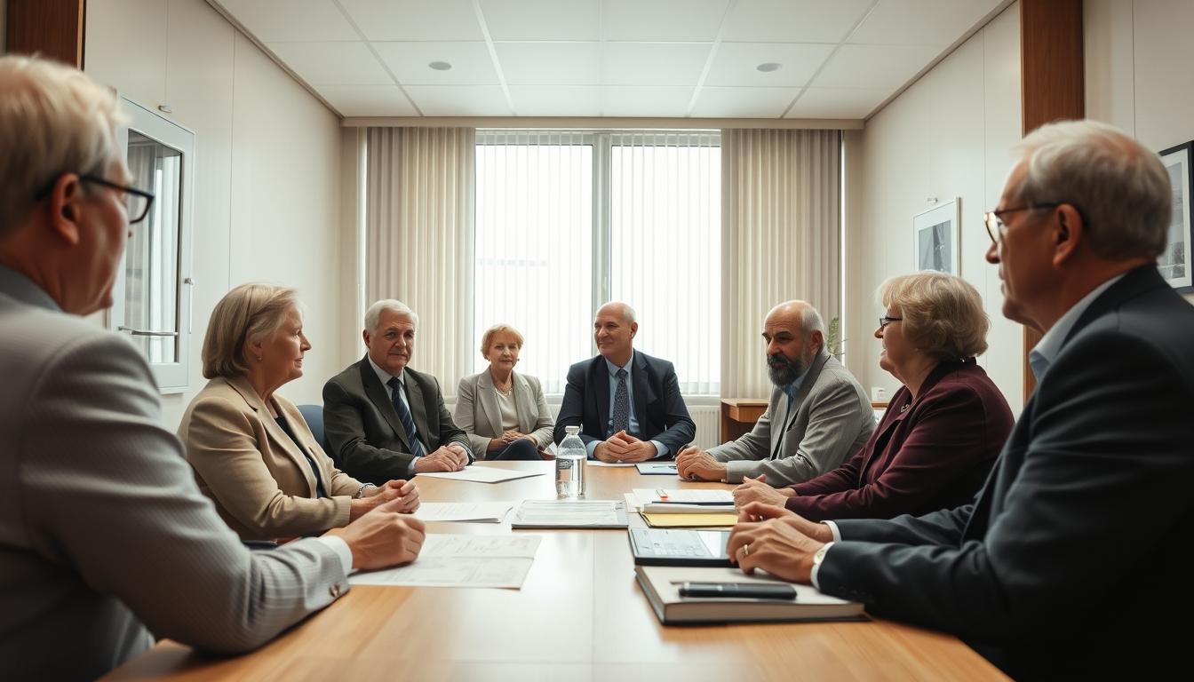 Family reviewing legal documents